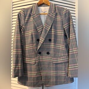 LOFT Multicolor Plaid Double-Breasted Blazer